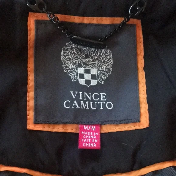 $175 VINCE CAMUTO Gray Faux Fur DOWN PARKA Hood Winter Warm Mid Length Jacket M - Picture 13 of 16